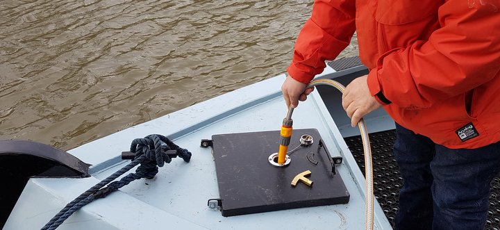 Refilling with water on a narrowboat