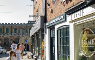 A young girl shopping in the boutiques in Market Harborough